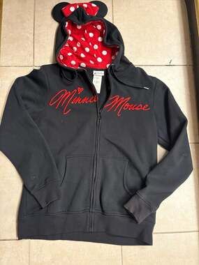 Disney Parks Minnie Mouse Signature Zip Up Hoodie with Ears and Bow